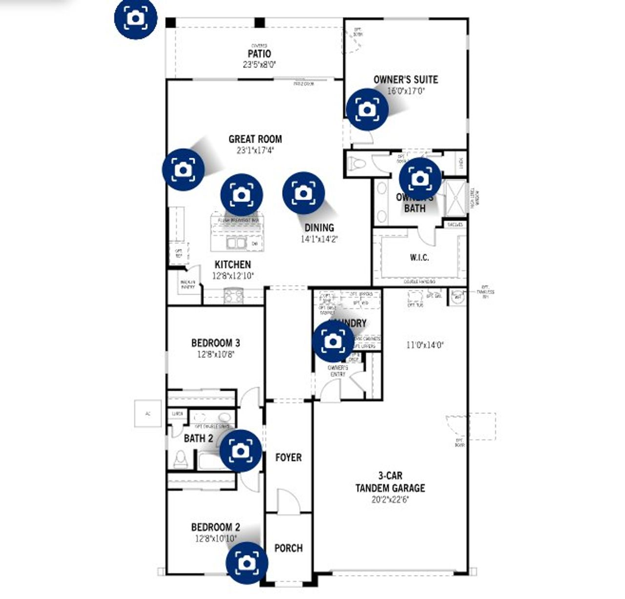 2D floor plan layout of this home in Pinnacle at San Tan Heights, San Tan Valley, AZ (Image 2).