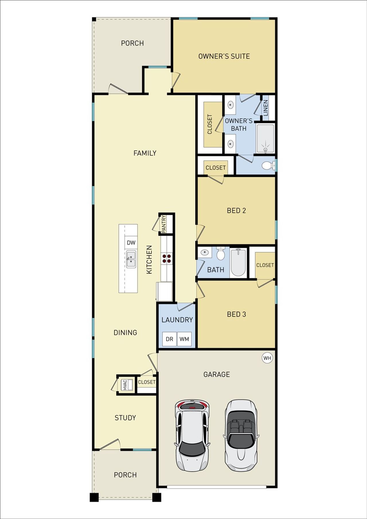 2D floor plan layout for the Harper by CJL Homes in Longview Estates, Crestview, FL (Image 2).