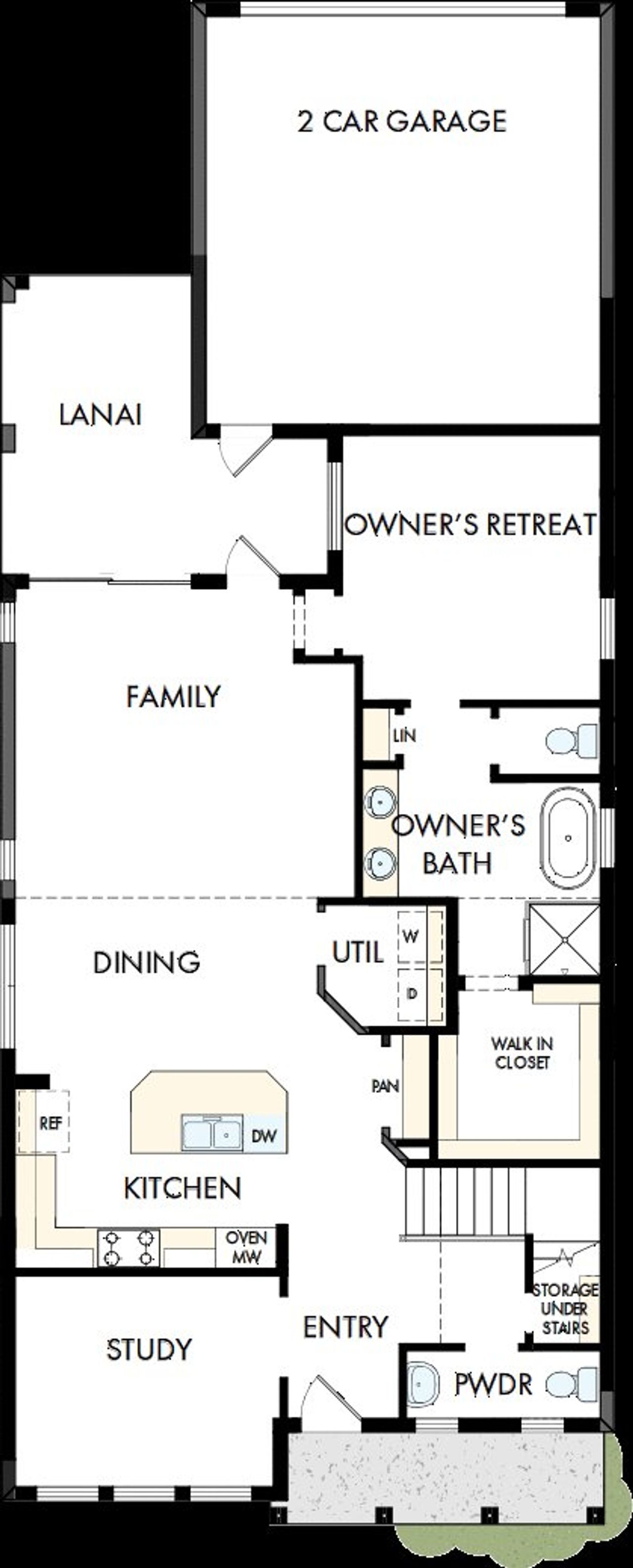 2D floor plan layout of this home in Emerald Landing at Waterside at Lakewood Ranch – Cottage Series, Sarasota, FL (Image 2).