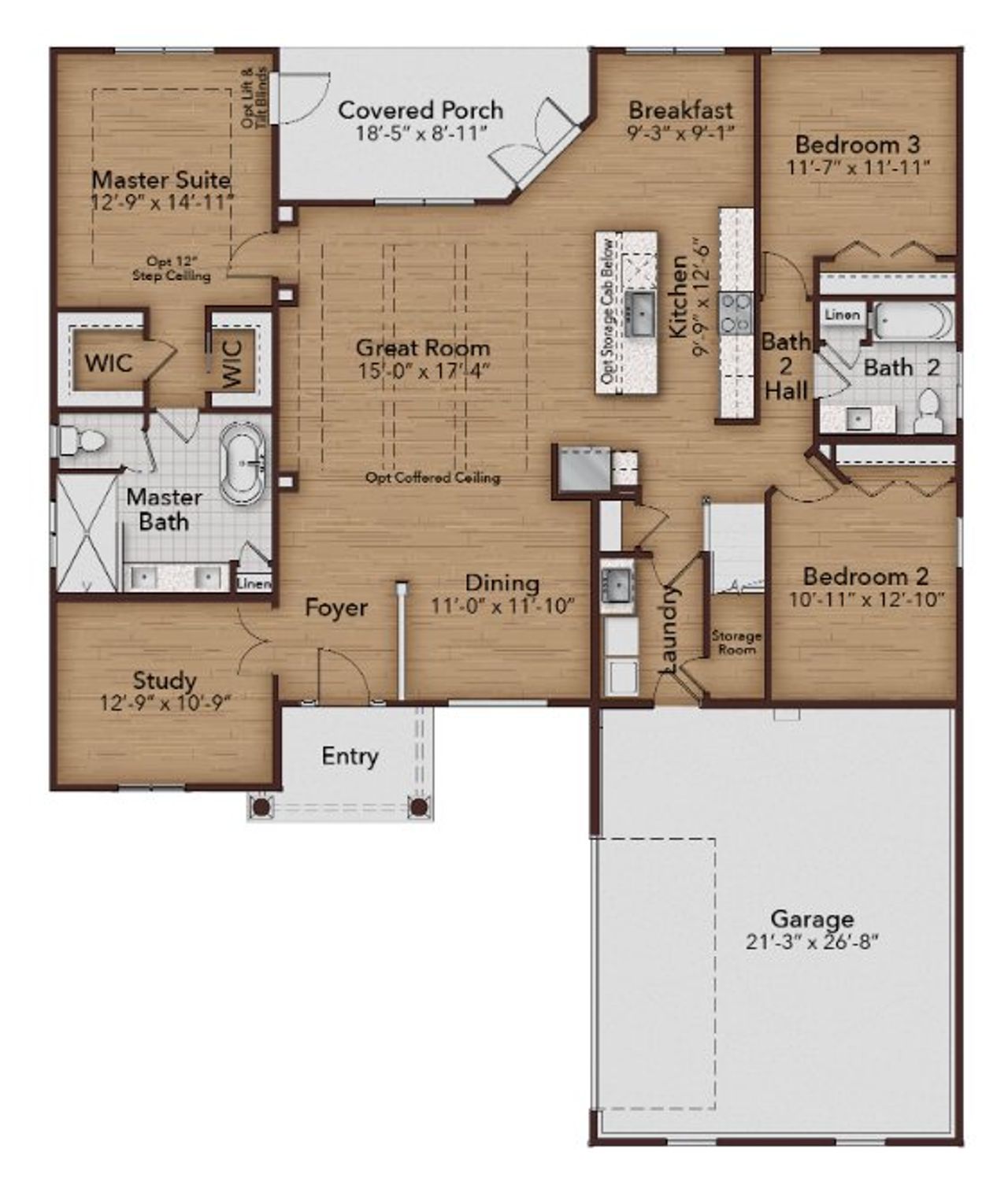 2D floor plan layout for the Dakota by GW Homes in Laureate Village, Newberry, FL (Image 2).