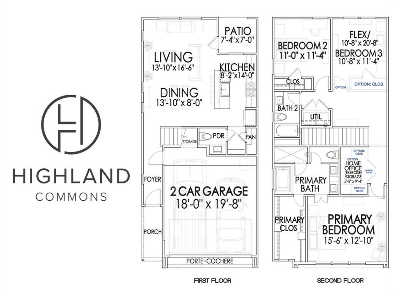 2D floor plan layout of this home in Highland Commons, Houston, TX (Image 2). 2D floor plan layout of this home in Highland Commons, Houston, TX (Image 2).