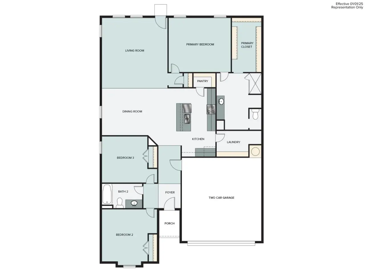2D floor plan layout of this home in Fulshear Lakes, Fulshear, TX (Image 2).