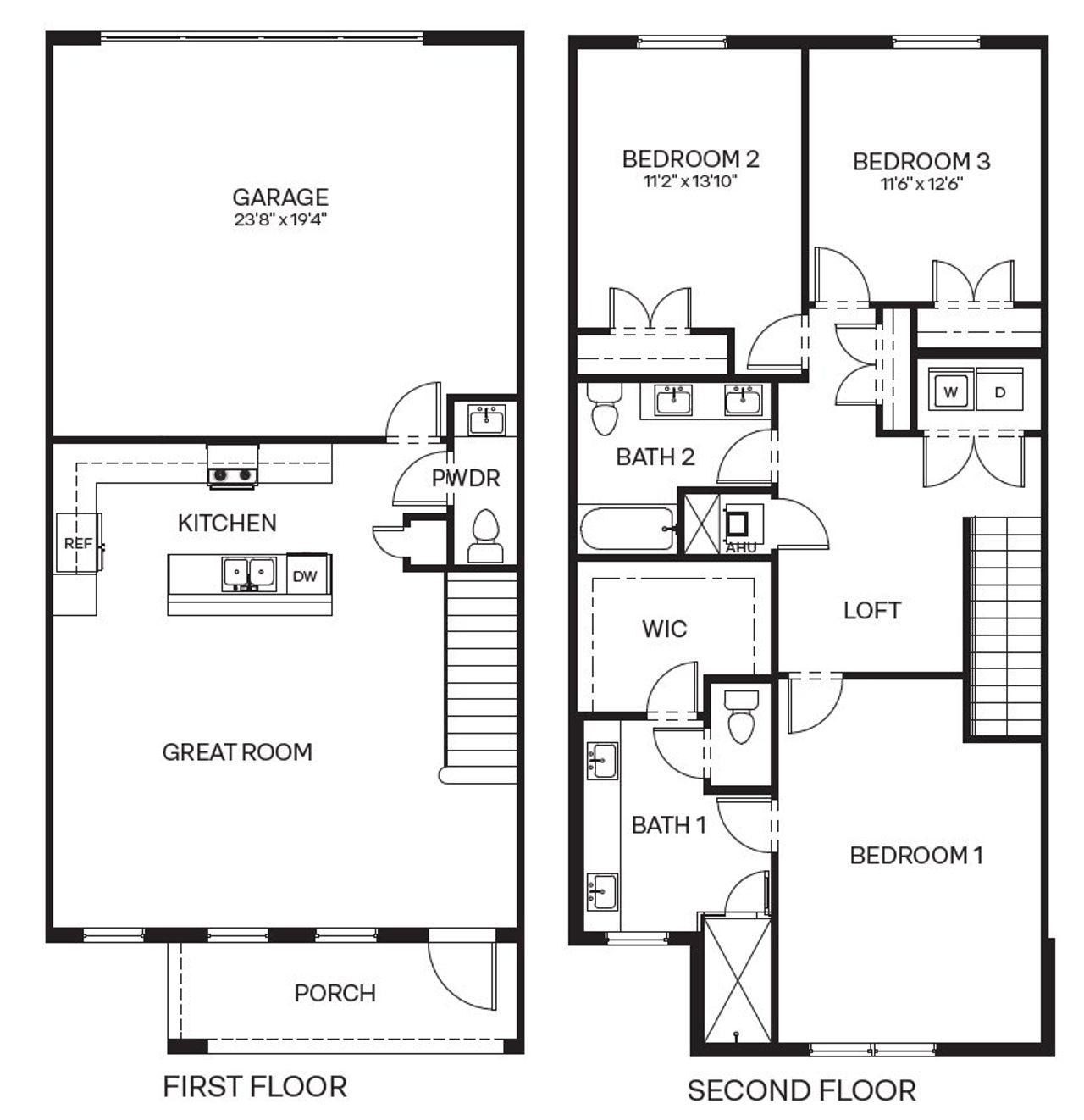 2D floor plan layout for the Kona by D.R. Horton in Sailfish Cay, Stuart, FL (Image 2).