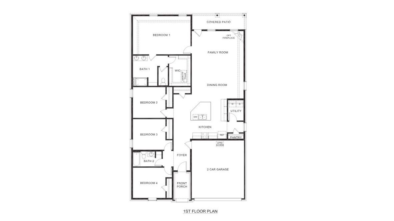 2D floor plan layout of this home in The Preserve at Forum, Grand Prairie, TX (Image 2).