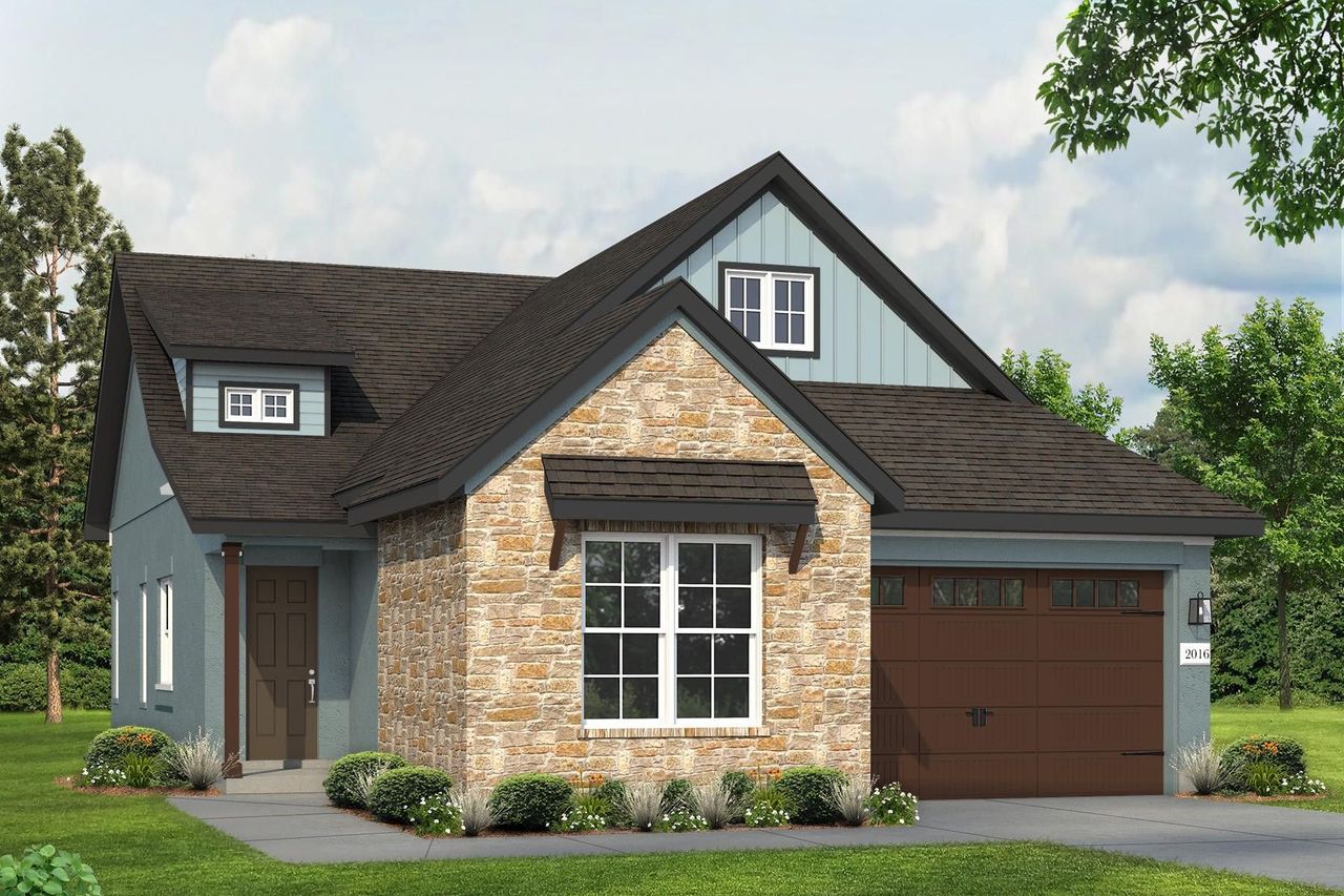 Representative exterior photo of a completed home built from the Cross Creek 2016 by Brohn Homes in Cross Creek, Cedar Park, TX (Image 2).