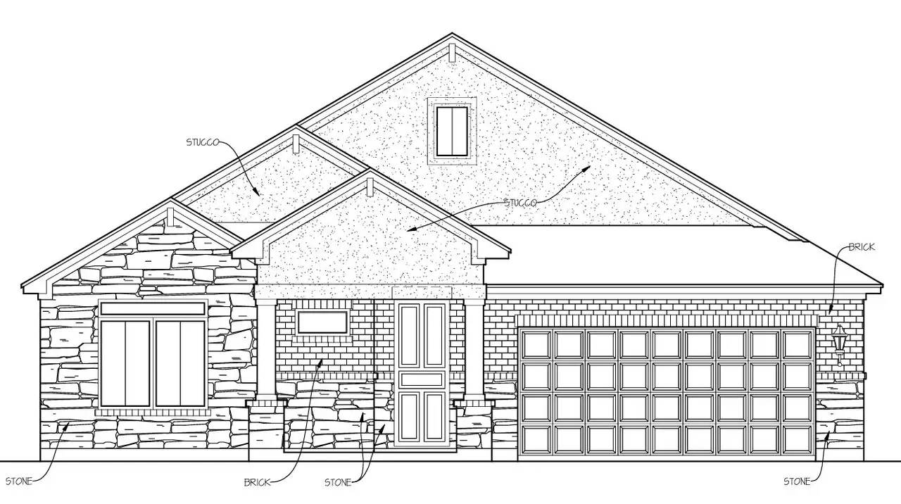 Front exterior of a new home in Meyer Ranch, New Braunfels, TX, highlighting curb appeal (Image 2). Front exterior of a new home in Meyer Ranch, New Braunfels, TX, highlighting curb appeal (Image 2).