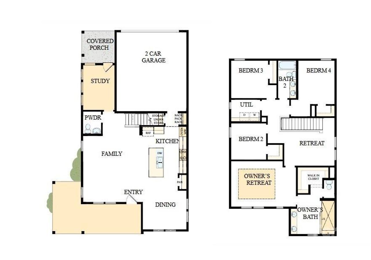 2D floor plan layout of this home in The River District - Pioneer Collection, Charlotte, NC (Image 2).