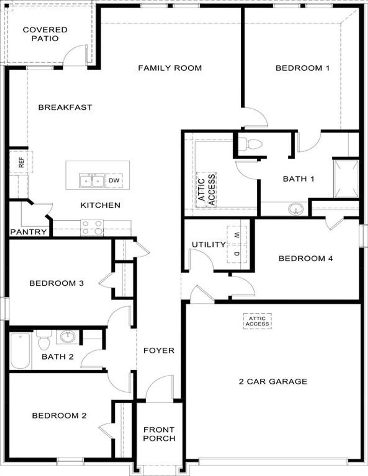 2D floor plan layout of this home in Saddlebrook, Waxahachie, TX (Image 2).