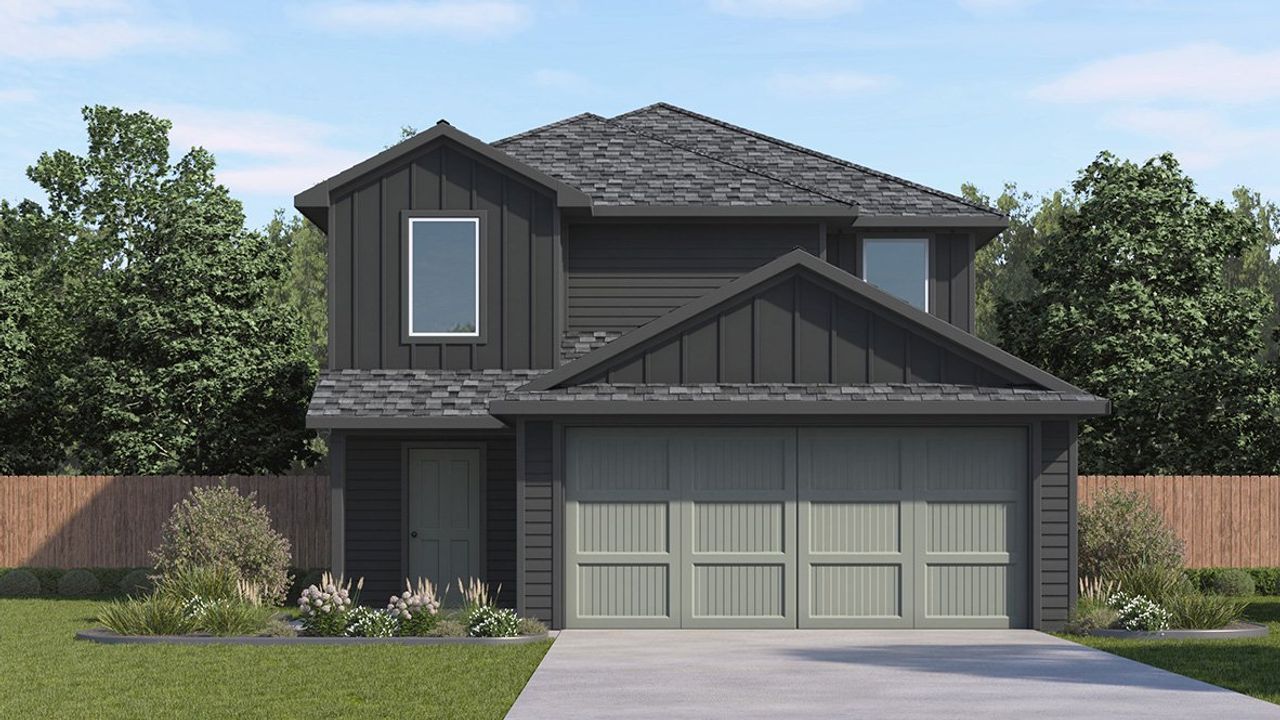 Representative exterior photo of a completed home built from the The Garner by D.R. Horton in Lucero, San Antonio, TX (Image 2).