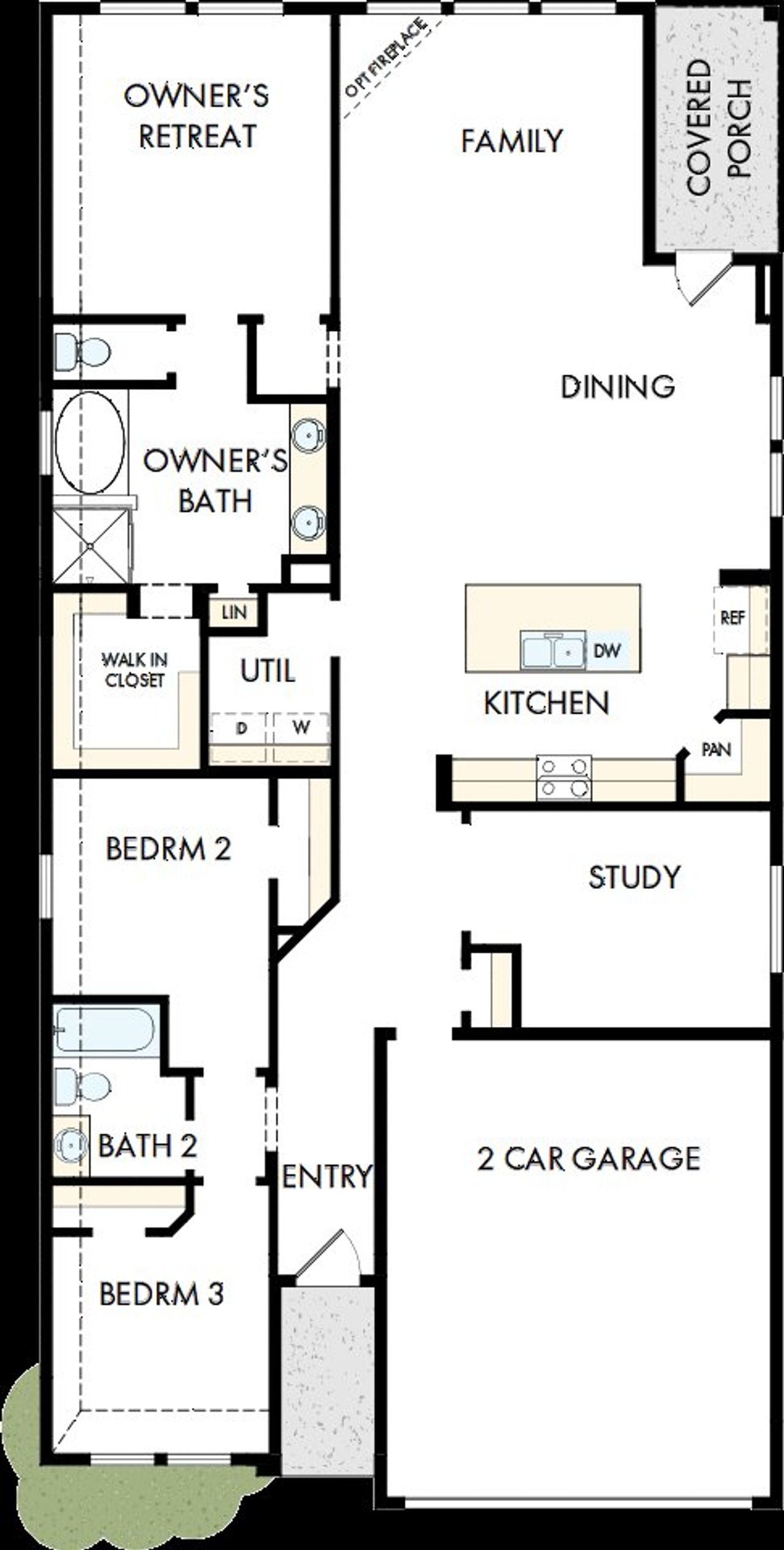 2D floor plan layout of this home in Meridiana 45' Homesites, Manvel, TX (Image 2).