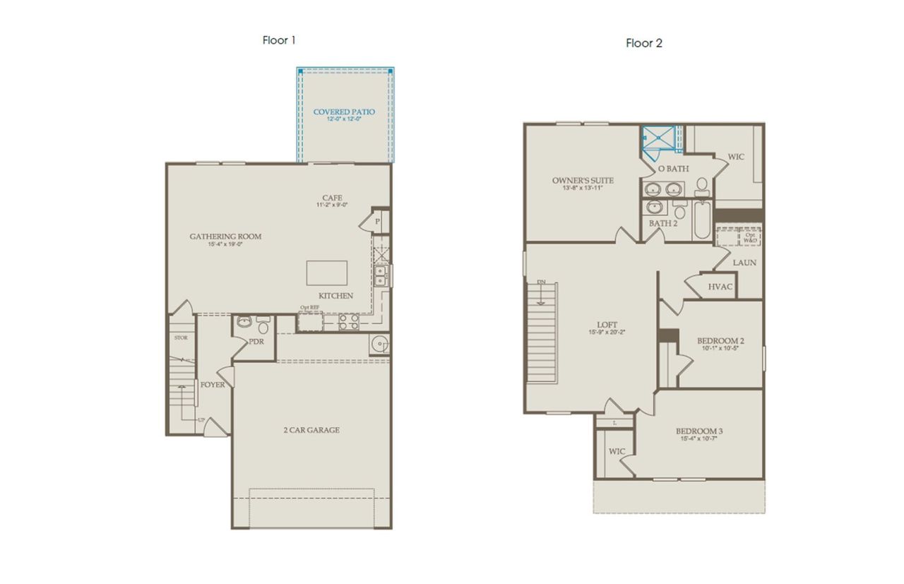 2D floor plan layout of this home in Highlands of Carter's Station, Columbia, TN (Image 2).