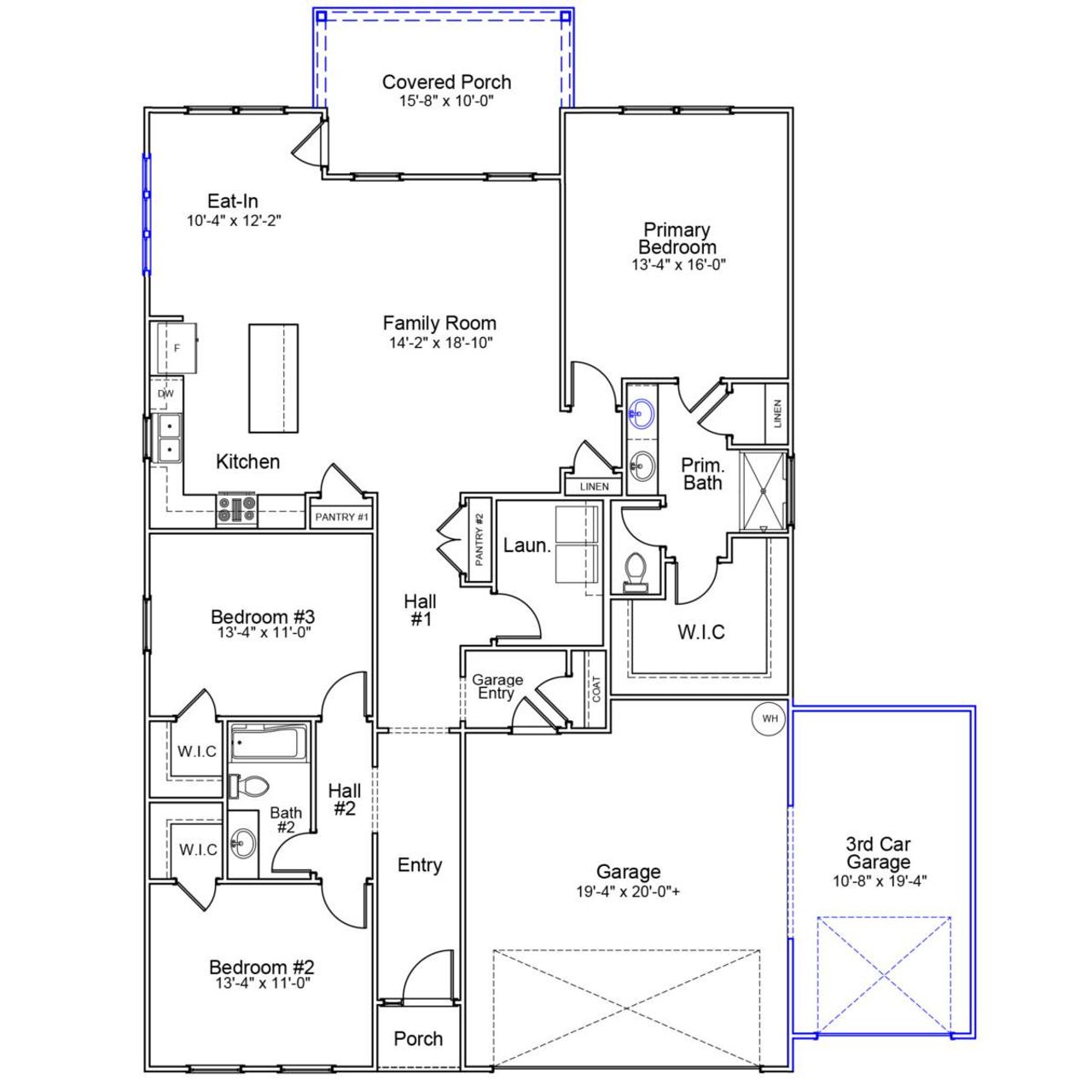 2D floor plan layout of this home in Burke Estates, Chesnee, SC (Image 2).