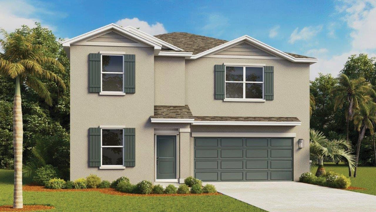 Representative exterior photo of a completed home built from the Riviera by D.R. Horton in Annabelle Estates, Lake Wales, FL (Image 2). Representative exterior photo of a completed home built from the Riviera by D.R. Horton in Annabelle Estates, Lake Wales, FL (Image 2).
