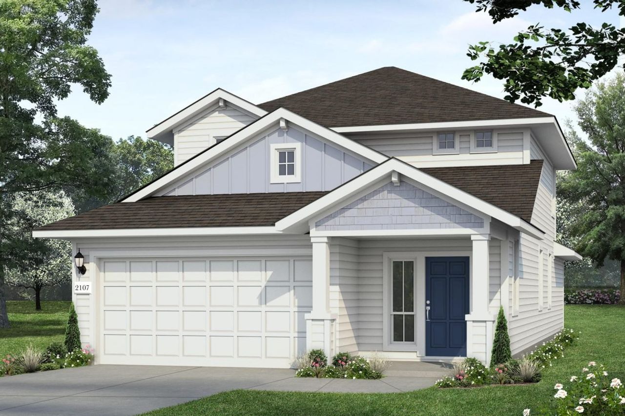 Representative exterior photo of a completed home built from the Durango 2107 by Brohn Homes in Durango, Mustang Ridge, TX (Image 2).