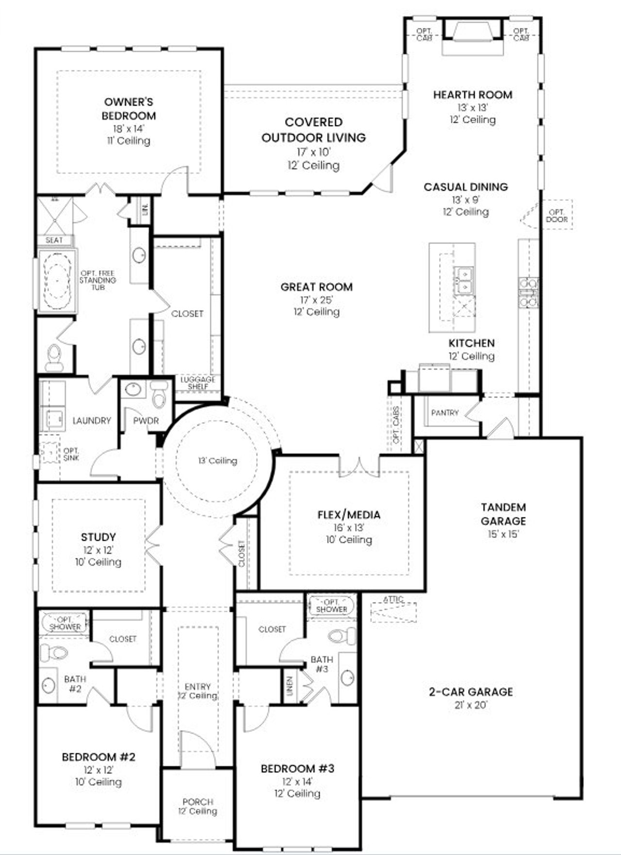 2D floor plan layout for the Plan 5511 by Tradition Homes in Mustang Lakes – 65’, McKinney, TX (Image 2). 2D floor plan layout for the Plan 5511 by Tradition Homes in Mustang Lakes – 65’, McKinney, TX (Image 2).