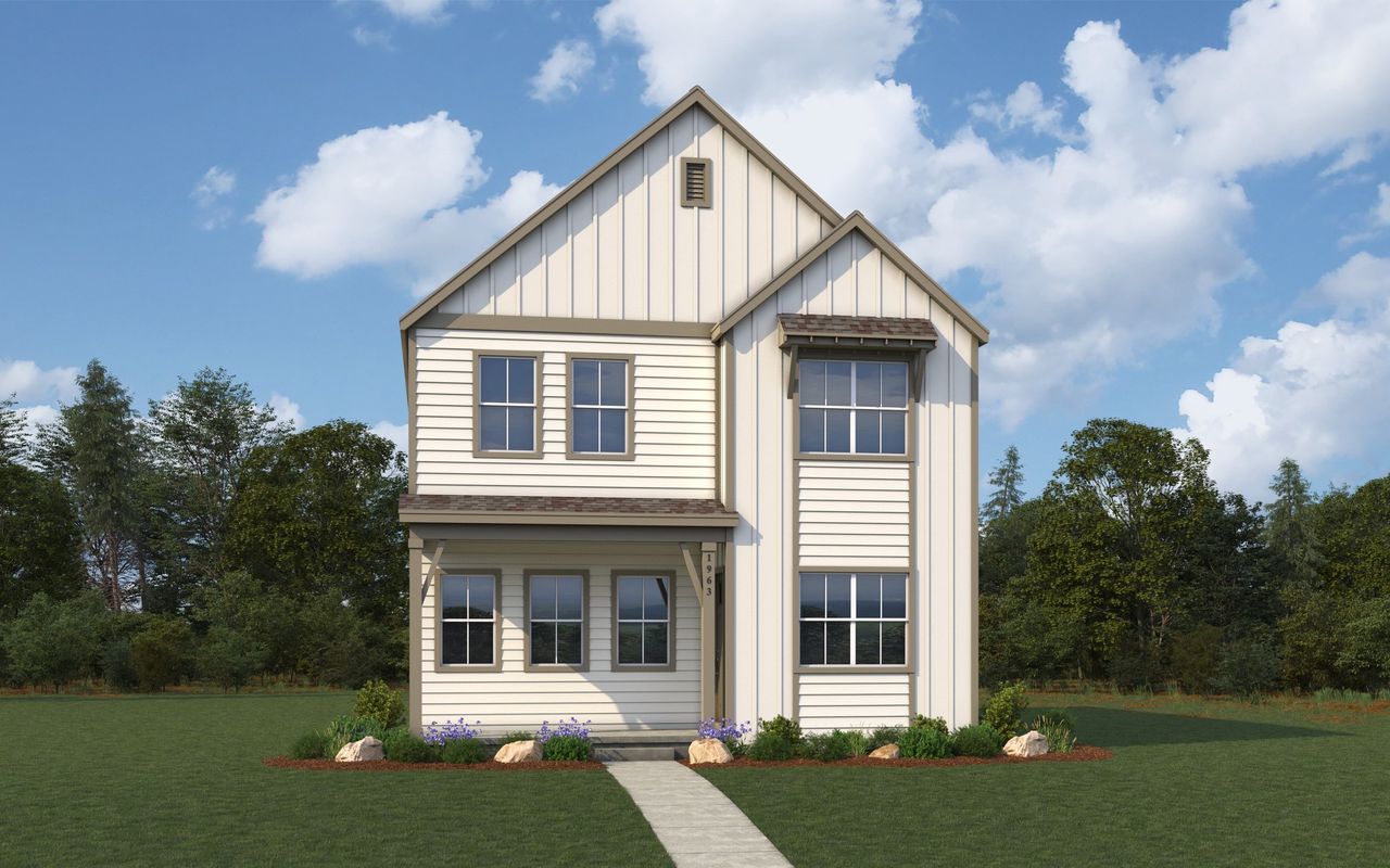 Representative exterior photo of a completed home built from the City Series - Evans by Brightland Homes in Dillon Pointe - Skyview, Broomfield, CO (Image 2).