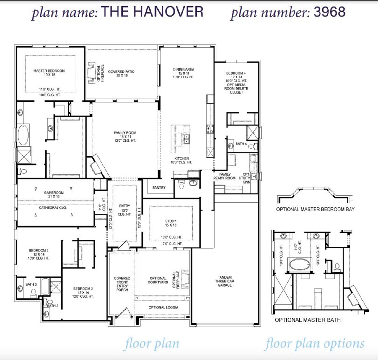 2D floor plan layout for the Hanover 3968 by J. Patrick Homes in Sienna 90' Lots, Missouri City, TX (Image 2). 2D floor plan layout for the Hanover 3968 by J. Patrick Homes in Sienna 90' Lots, Missouri City, TX (Image 2).