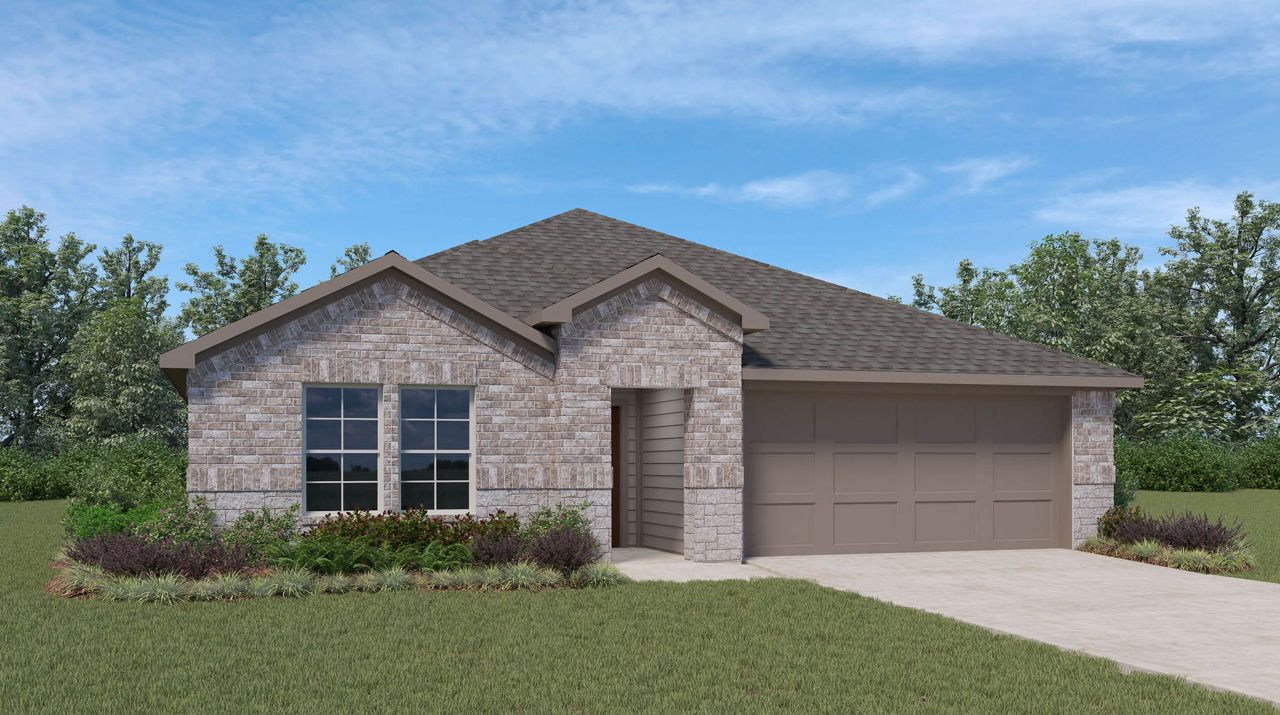 Representative exterior photo of a completed home built from the Texas Cali by D.R. Horton in Portland Village, Portland, TX (Image 2).