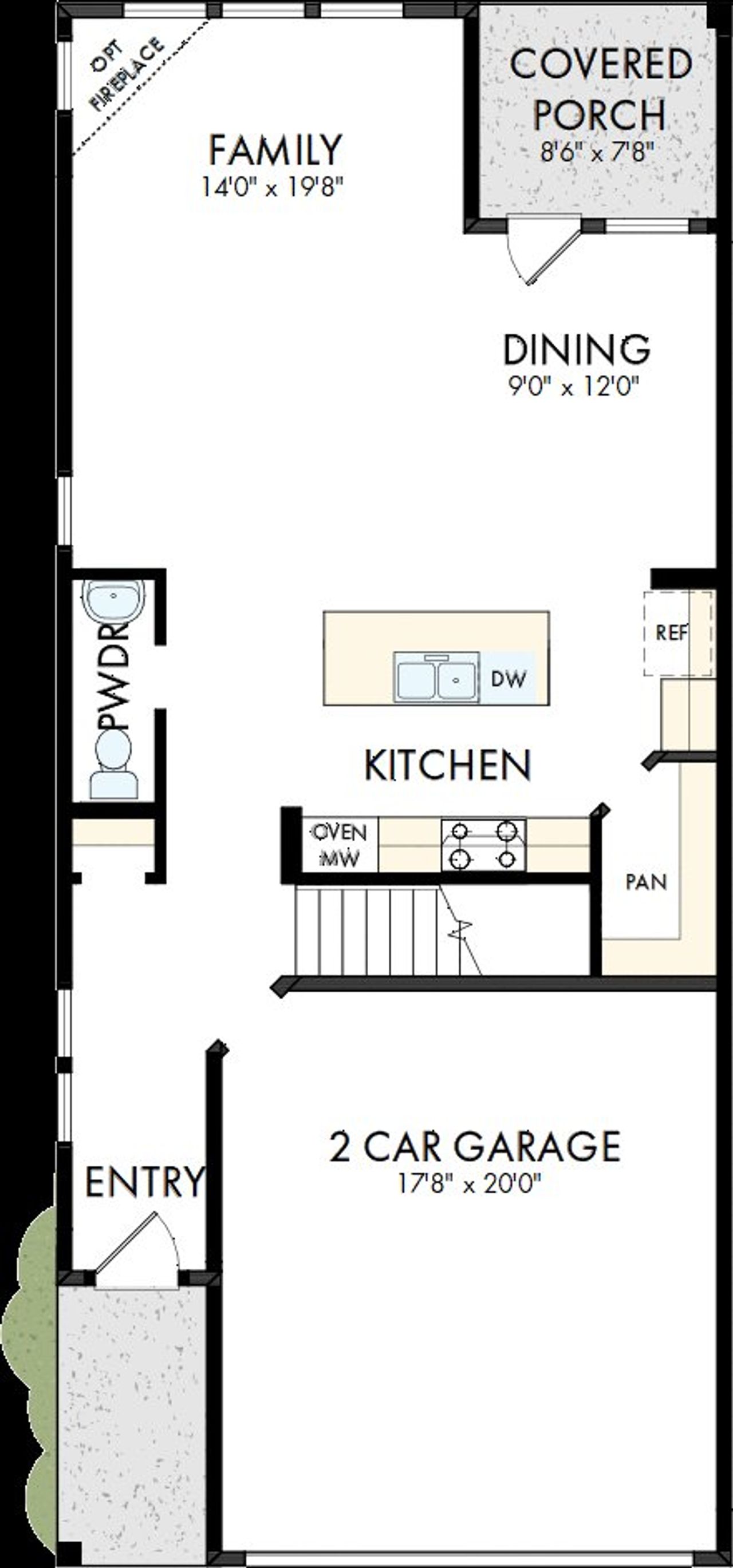 2D floor plan layout of this home in Trails at Waterside - Garden Series, Fort Worth, TX (Image 2). 2D floor plan layout of this home in Trails at Waterside - Garden Series, Fort Worth, TX (Image 2).
