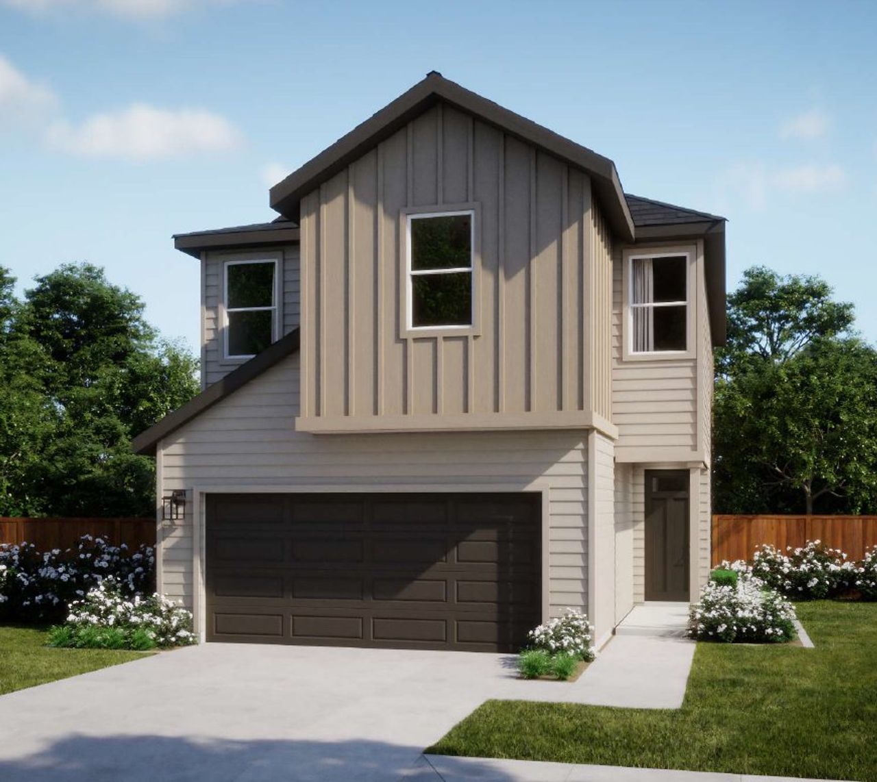 Representative exterior photo of a completed home built from the Jacob by Risewell Homes in Ryegrass Collection – Freedom at Anthem, Kyle, TX (Image 2).