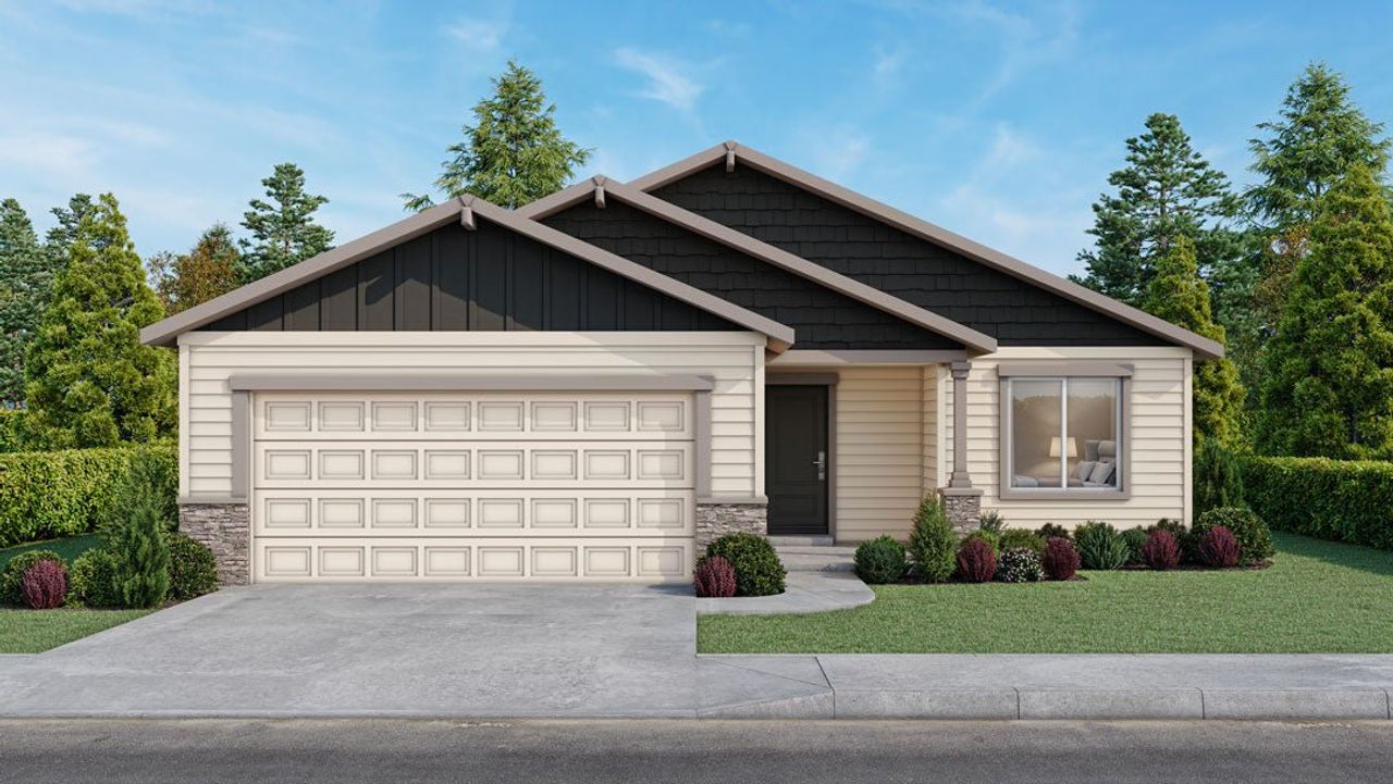 Representative exterior photo of a completed home built from the Faith by MonteVista Homes in Feather Ridge, Redmond, OR (Image 2).