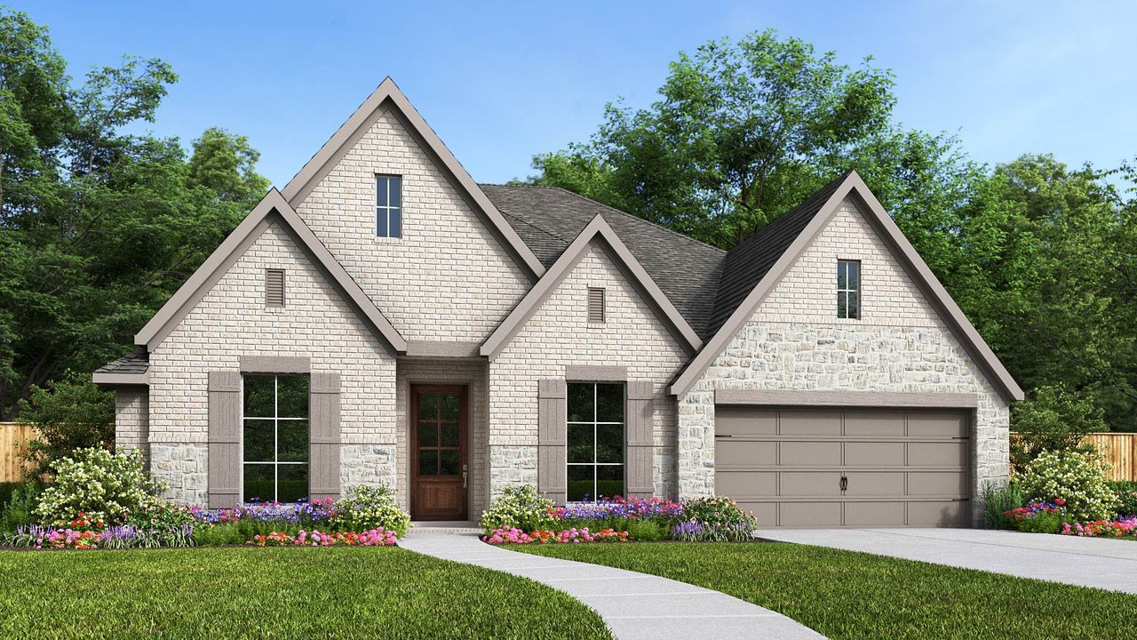 Representative exterior photo of a completed home built from the 3164P by Perry Homes in Audubon Park 60', Magnolia, TX (Image 2).
