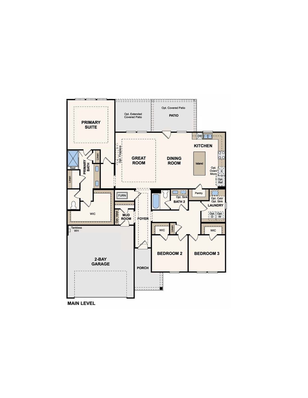 2D floor plan layout of this home in Sunterra Lakes, Brookshire, TX (Image 2).