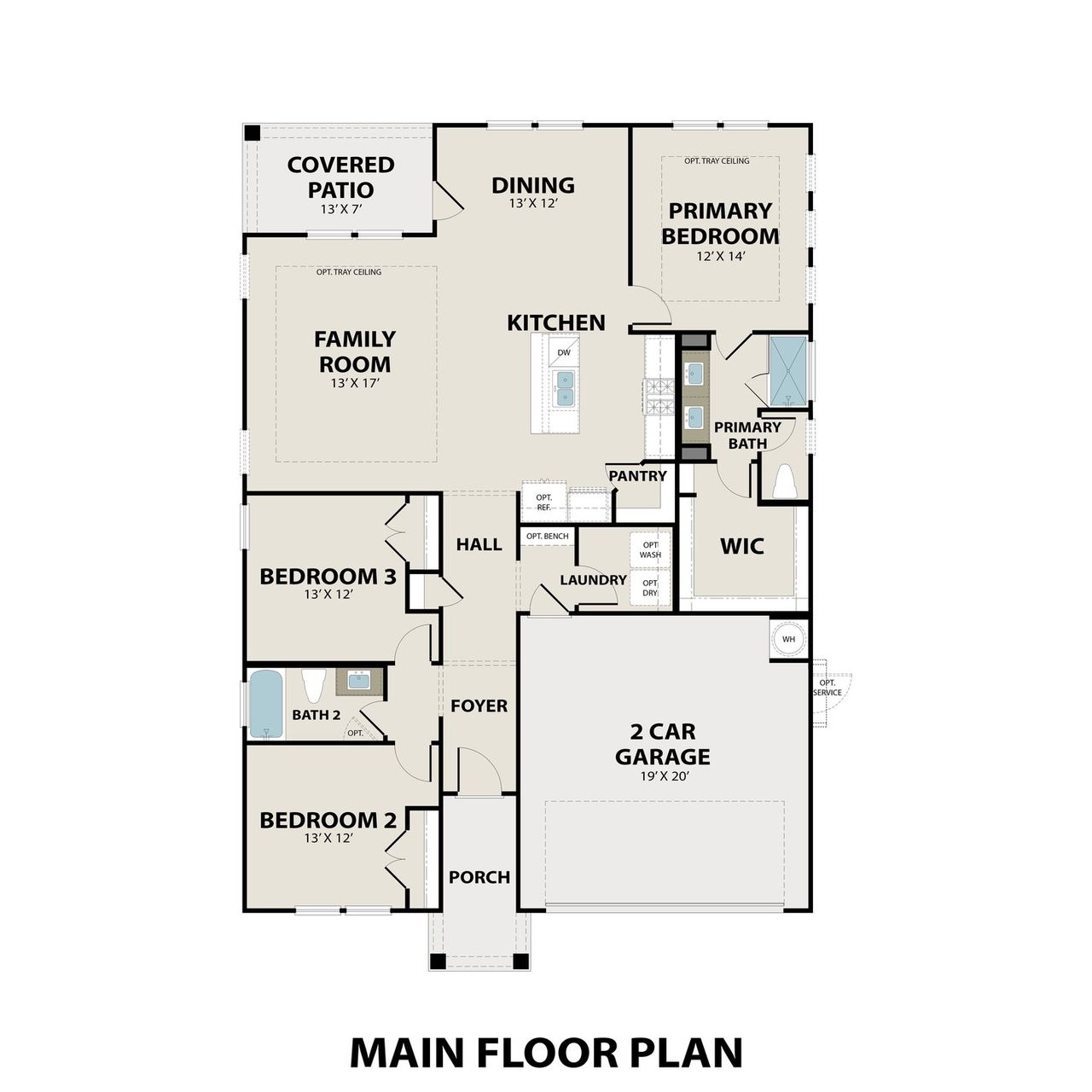 2D floor plan layout of this home in Meadow Ridge Estates, Josephine, TX (Image 2).
