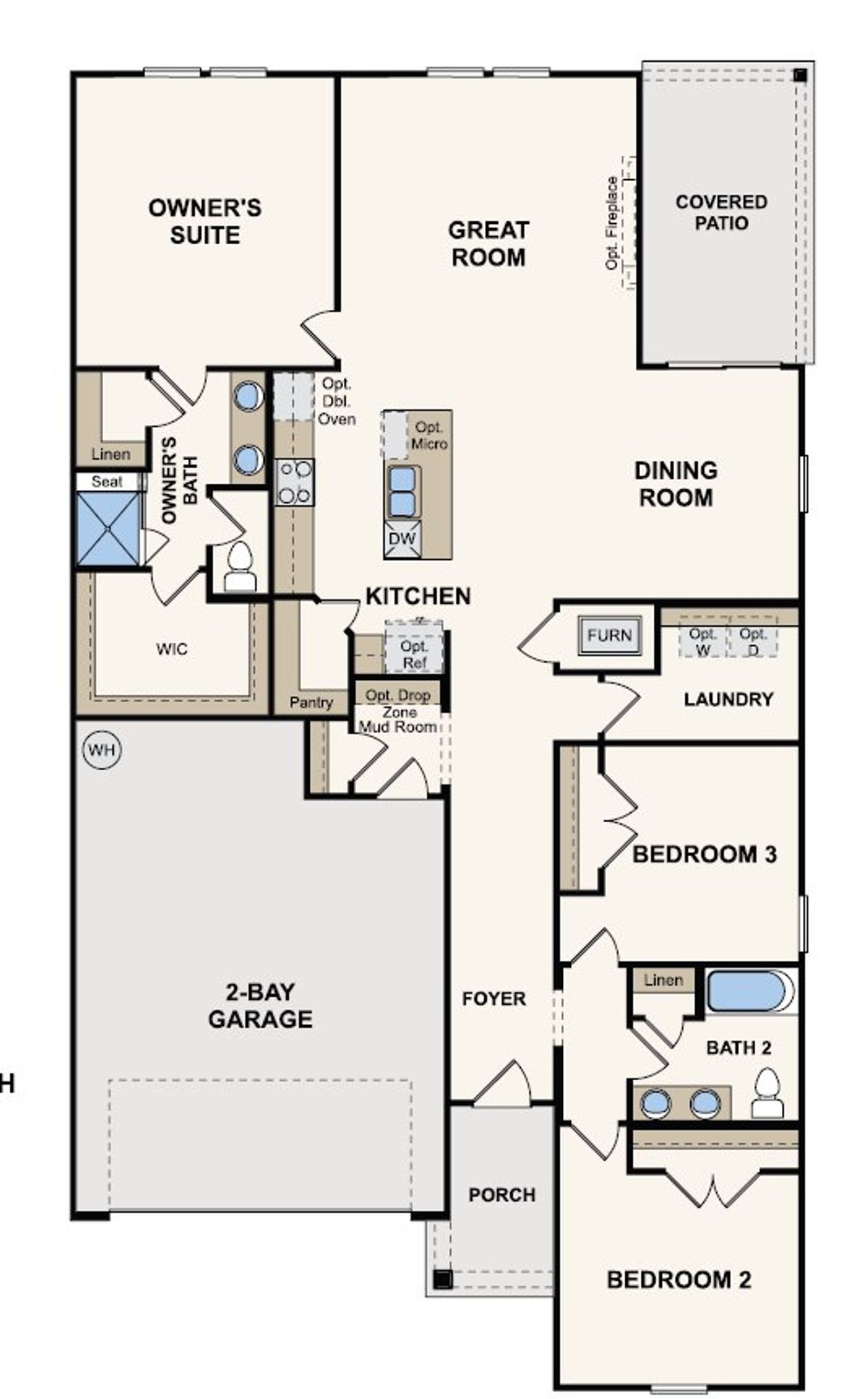 2D floor plan layout for the Palmetto by Century Communities in Seminole Palms, Palm Coast, FL (Image 2). 2D floor plan layout for the Palmetto by Century Communities in Seminole Palms, Palm Coast, FL (Image 2).