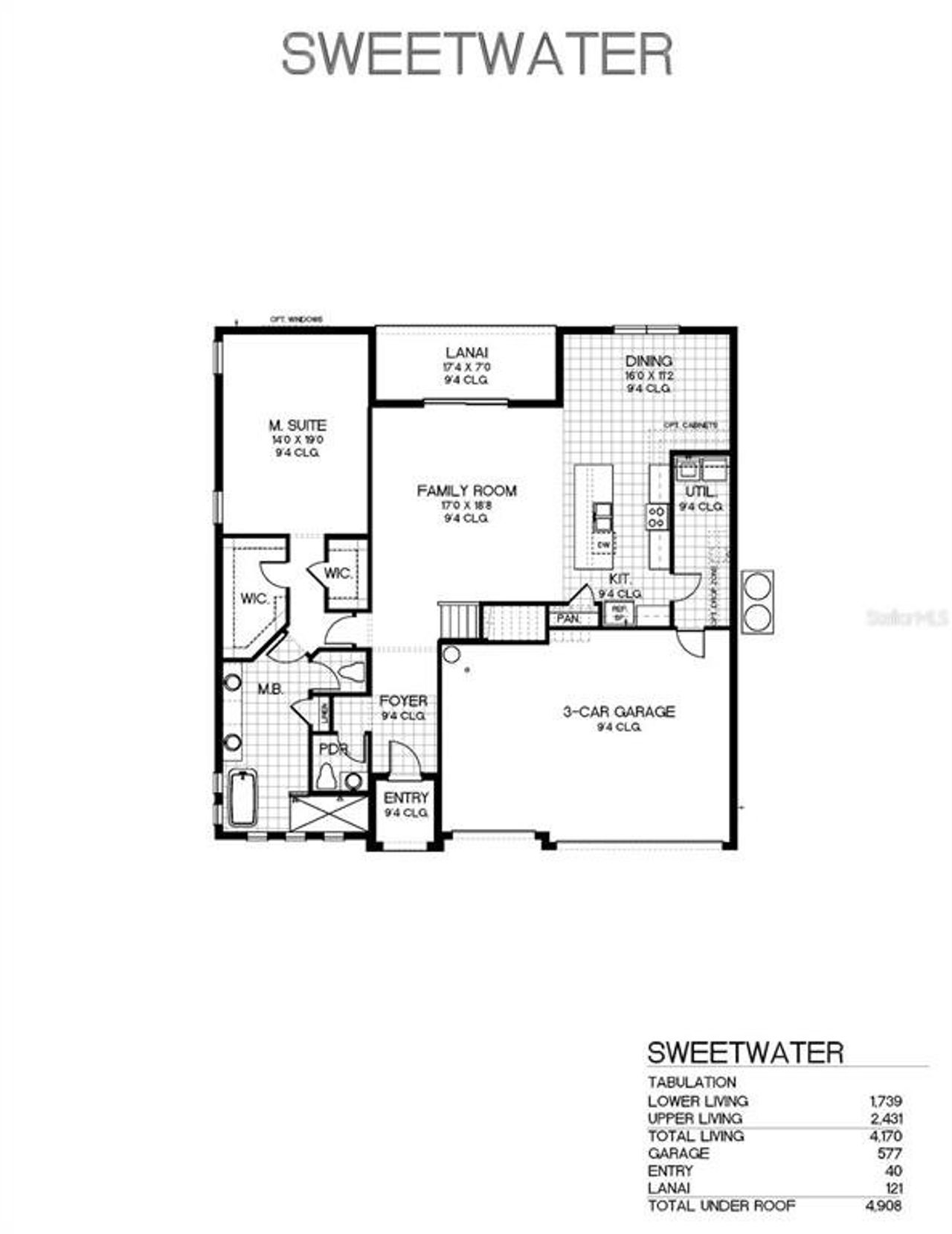 2D floor plan layout of this home in Palms at Windermere, Windermere, FL (Image 2).