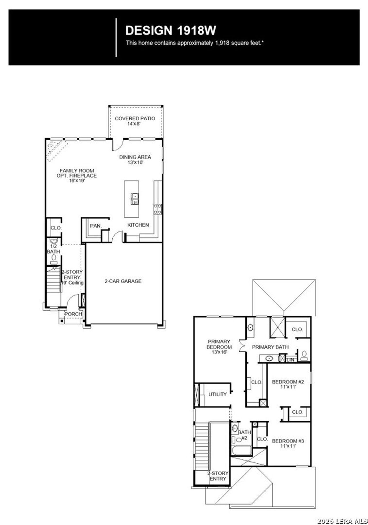 2D floor plan layout of this home in Legacy at Lake Dunlap, New Braunfels, TX (Image 2).