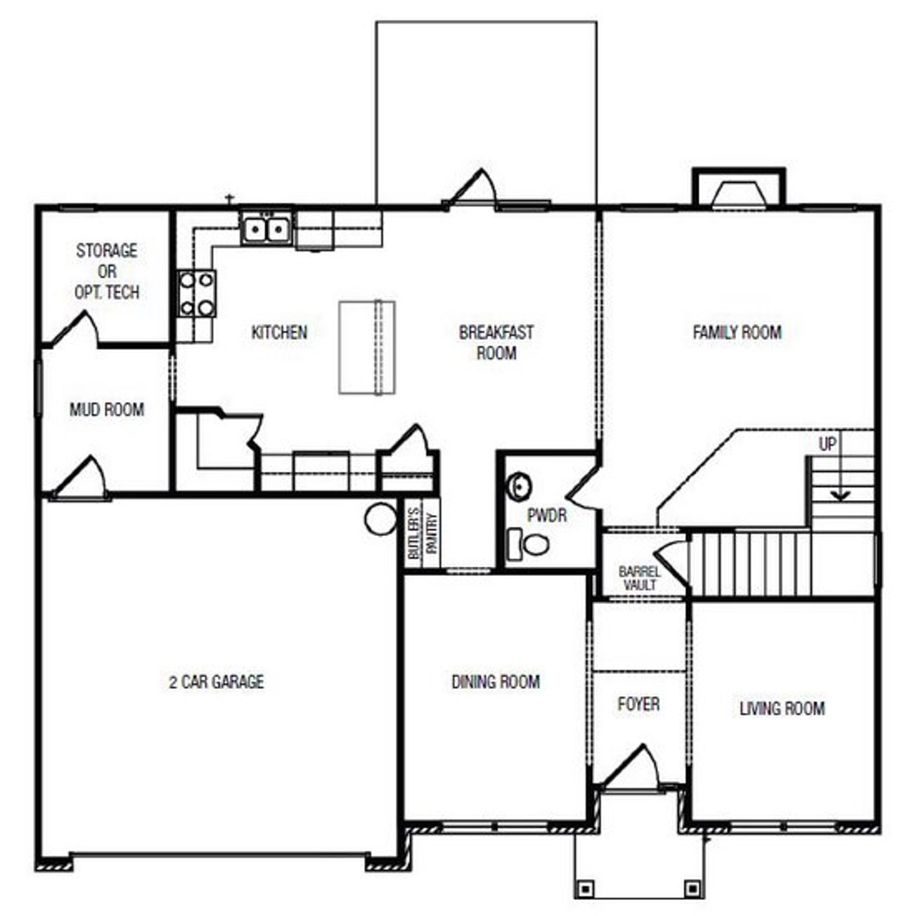 2D floor plan layout for the Oxford by Archway Custom Homes in The Estates at Chestatee, Cumming, GA (Image 2).