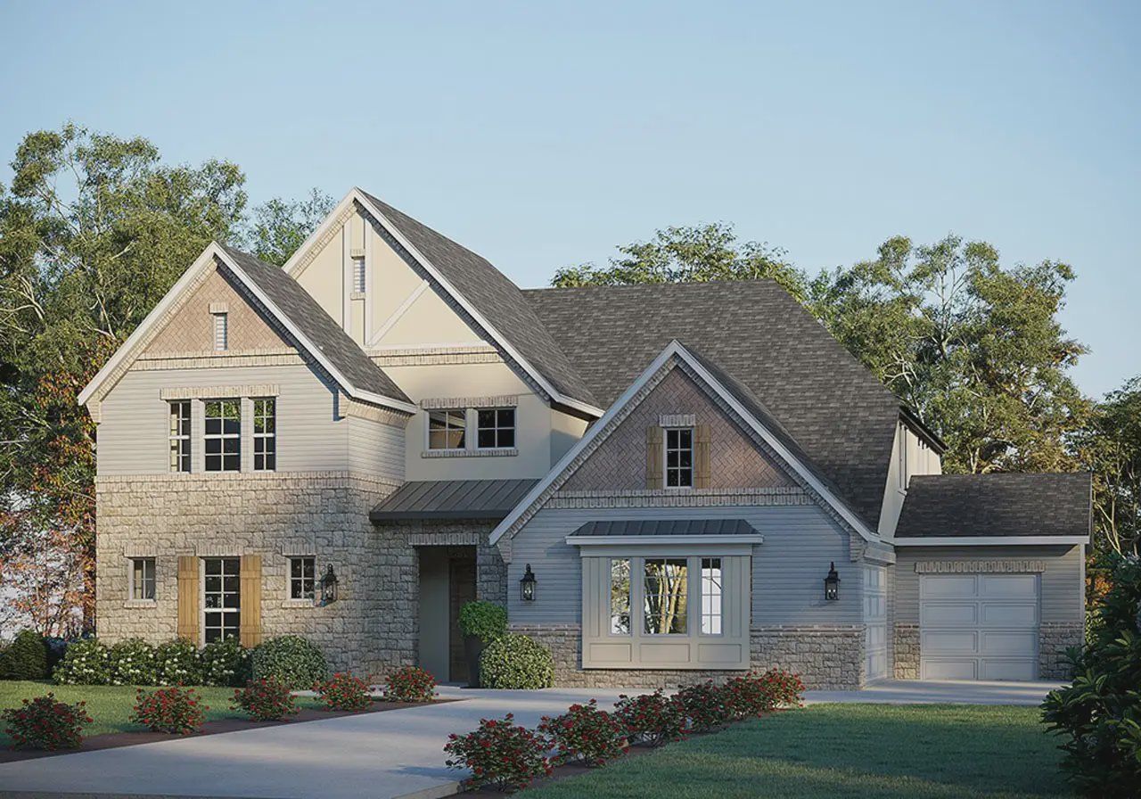Representative exterior photo of a completed home built from the Kennedy II 5242 by GFO Home in Oaks Preserve, Mansfield, TX (Image 2).