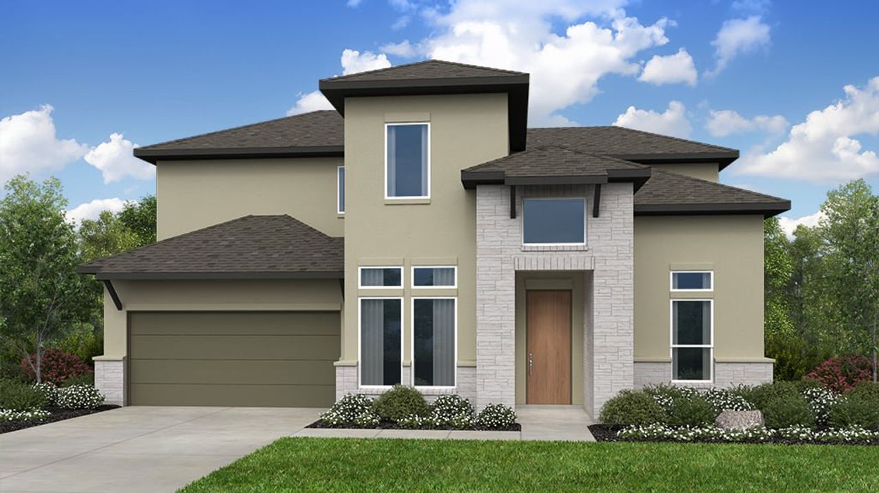 Representative exterior photo of a completed home built from the McNeil by Taylor Morrison in Silverleaf 60s, Cedar Creek, TX (Image 2). Representative exterior photo of a completed home built from the McNeil by Taylor Morrison in Silverleaf 60s, Cedar Creek, TX (Image 2).