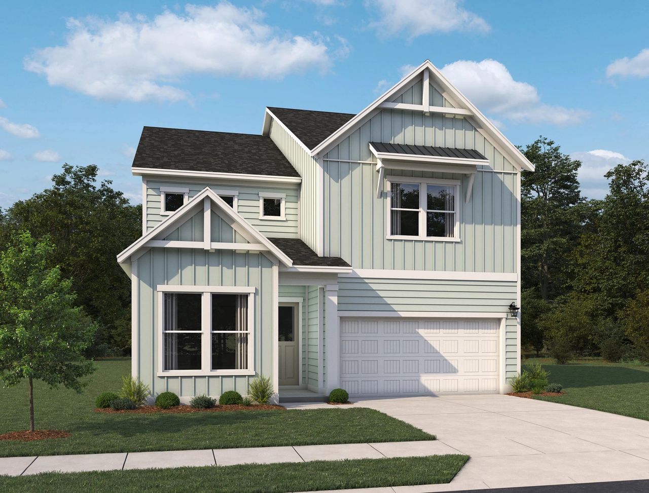 Front exterior of a new home in Blue Heron Retreat: Oasis Series, Little River, SC, highlighting curb appeal (Image 2). Front exterior of a new home in Blue Heron Retreat: Oasis Series, Little River, SC, highlighting curb appeal (Image 2).