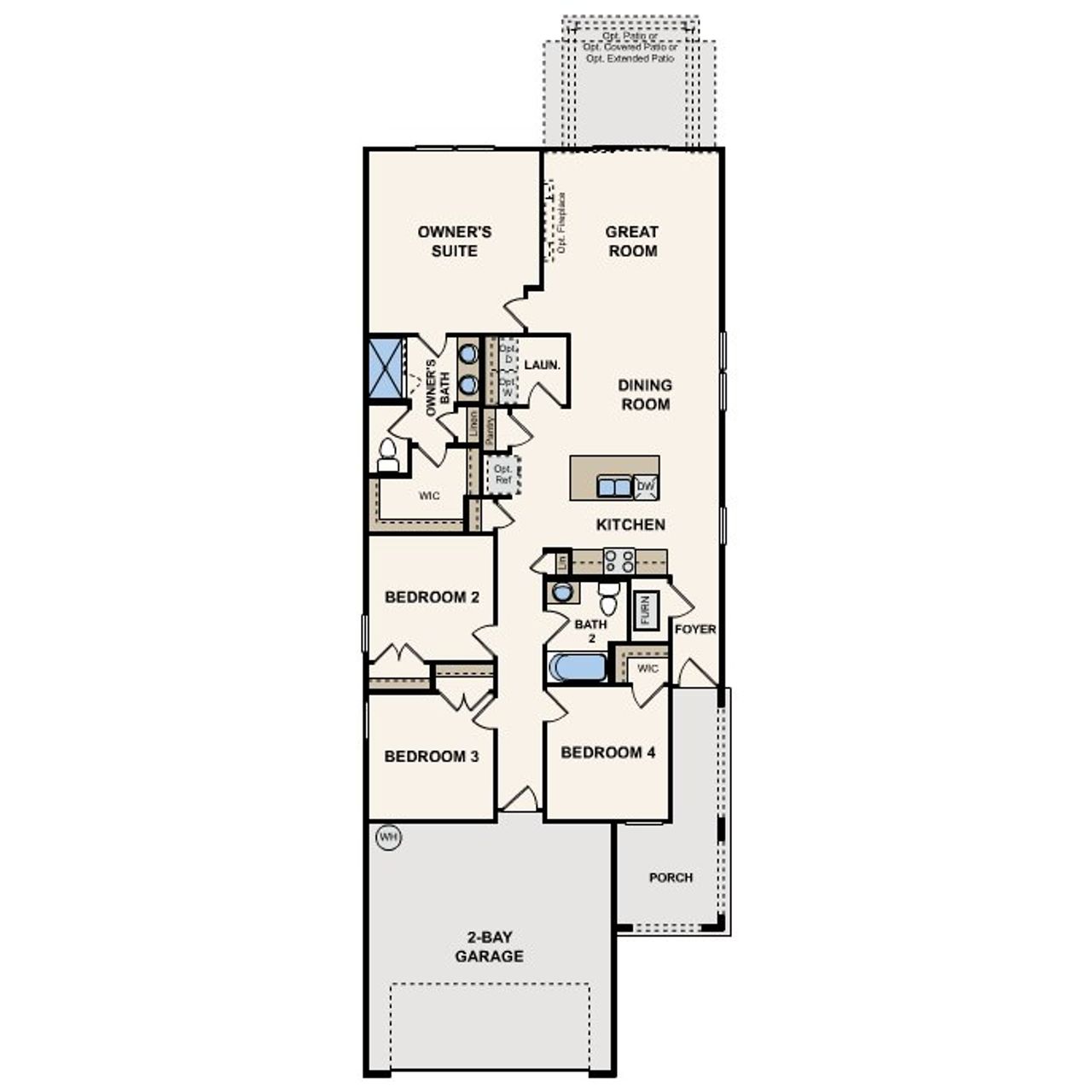 2D floor plan layout of this home in Palm Series at Seminole Palms, Palm Coast, FL (Image 2).