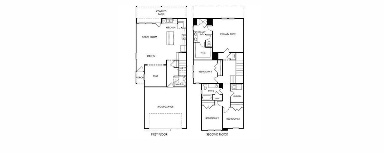 2D floor plan layout of this home in Pinewood Trails - City Series, Atascocita, TX (Image 2). 2D floor plan layout of this home in Pinewood Trails - City Series, Atascocita, TX (Image 2).