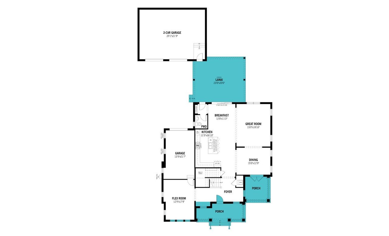 2D floor plan layout for the Shackleford by Mattamy Homes in Celebration, Kissimmee, FL (Image 2).