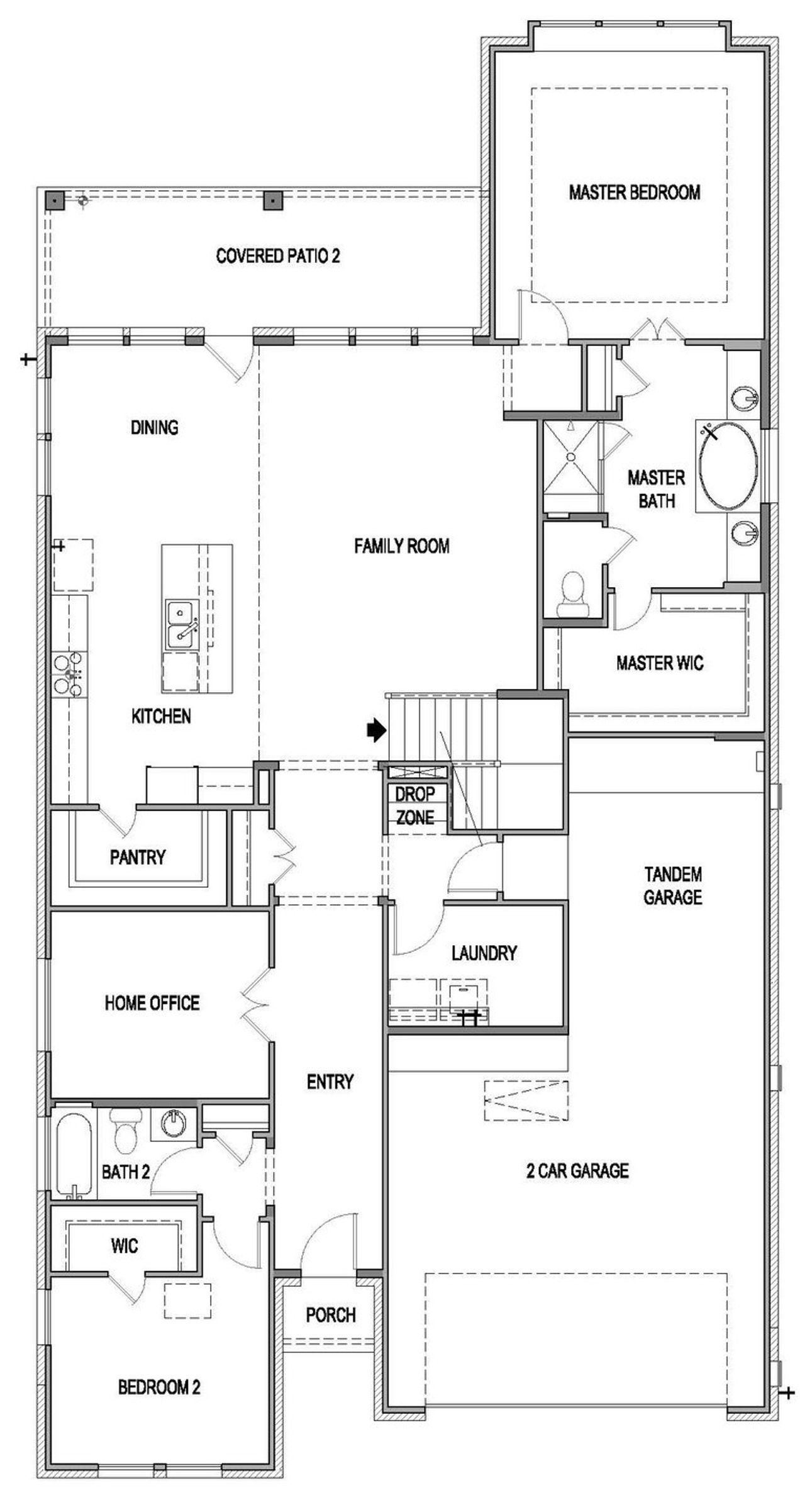 2D floor plan layout of this home in The Colony, Bastrop, TX (Image 2).