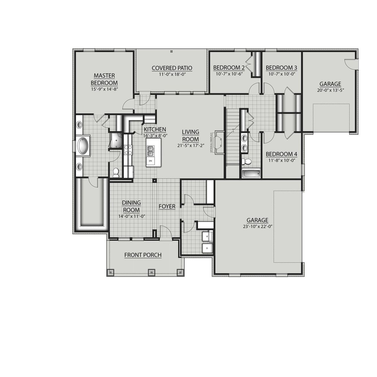 2D floor plan layout of this home in The Estates at Highland Reserves, Pleasant View, TN (Image 2).