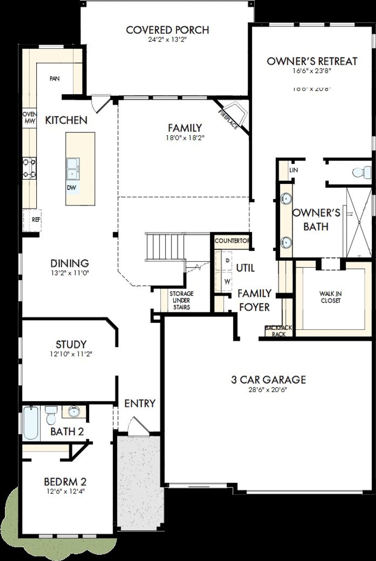 2D floor plan layout of this home in Pecan Square – Classics, Northlake, TX (Image 2). 2D floor plan layout of this home in Pecan Square – Classics, Northlake, TX (Image 2).