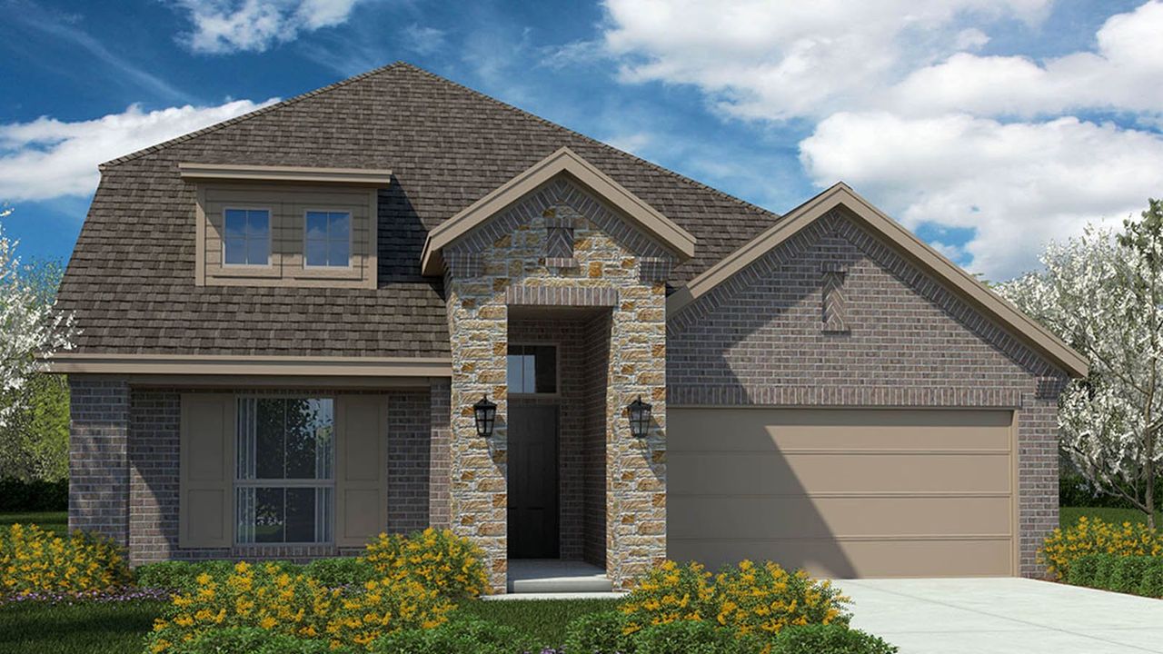 Representative exterior photo of a completed home built from the VAIL by D.R. Horton in Pecan Square, Northlake, TX (Image 2). Representative exterior photo of a completed home built from the VAIL by D.R. Horton in Pecan Square, Northlake, TX (Image 2).