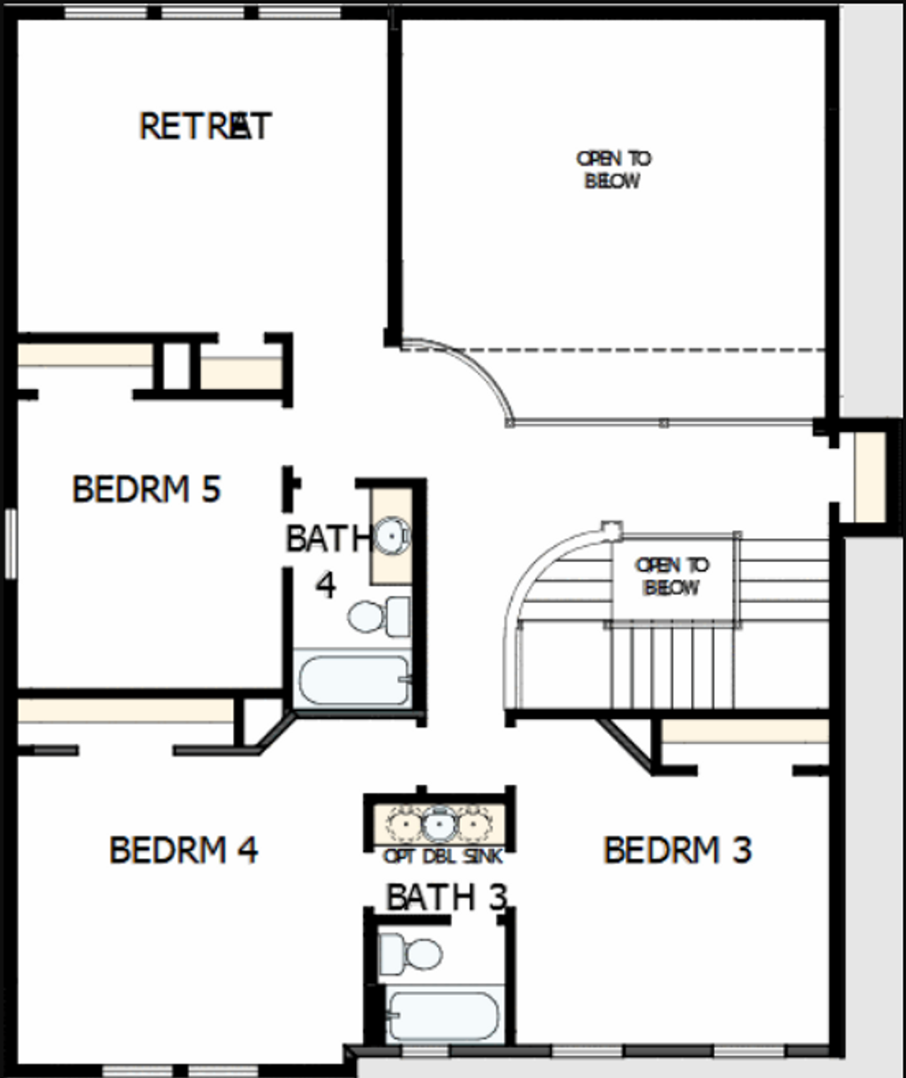 2D floor plan layout for the The Fielden by David Weekley Homes in Headwaters 80' - Executive Series, Dripping Springs, TX (Image 2).