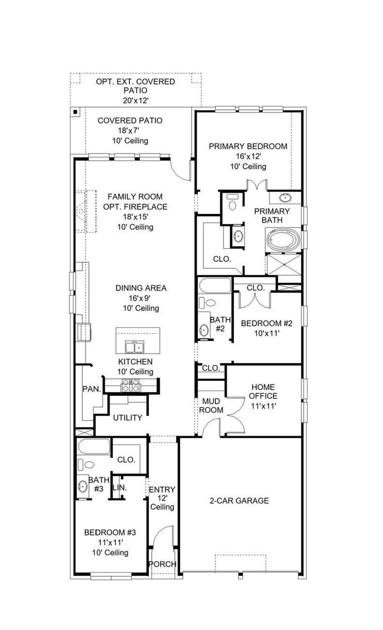 2D floor plan layout of this home in Valencia 45', Manvel, TX (Image 2).