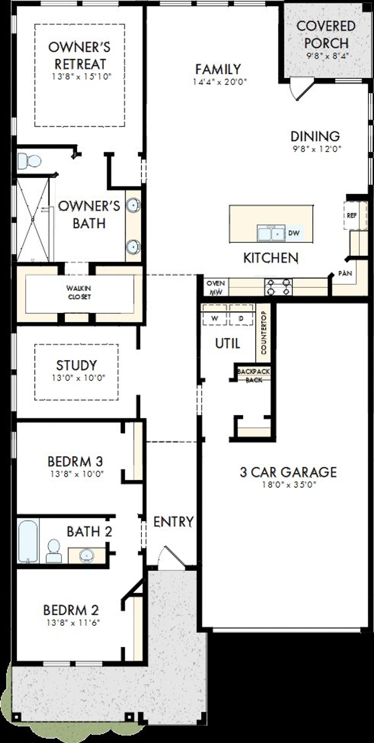 2D floor plan layout of this home in Ridgeline, McKinney, TX (Image 2).