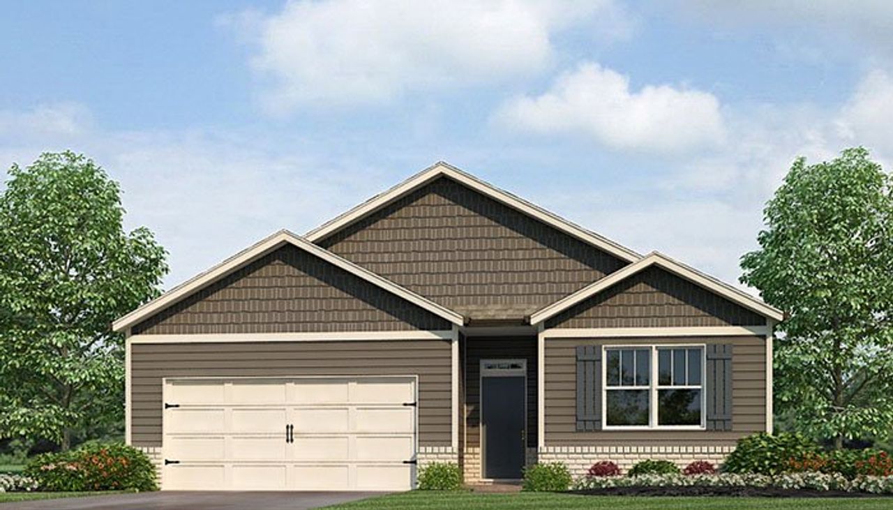 Representative exterior photo of a completed home built from the CALI by D.R. Horton in Oconee Overlook, Gainesville, GA (Image 2). Representative exterior photo of a completed home built from the CALI by D.R. Horton in Oconee Overlook, Gainesville, GA (Image 2).