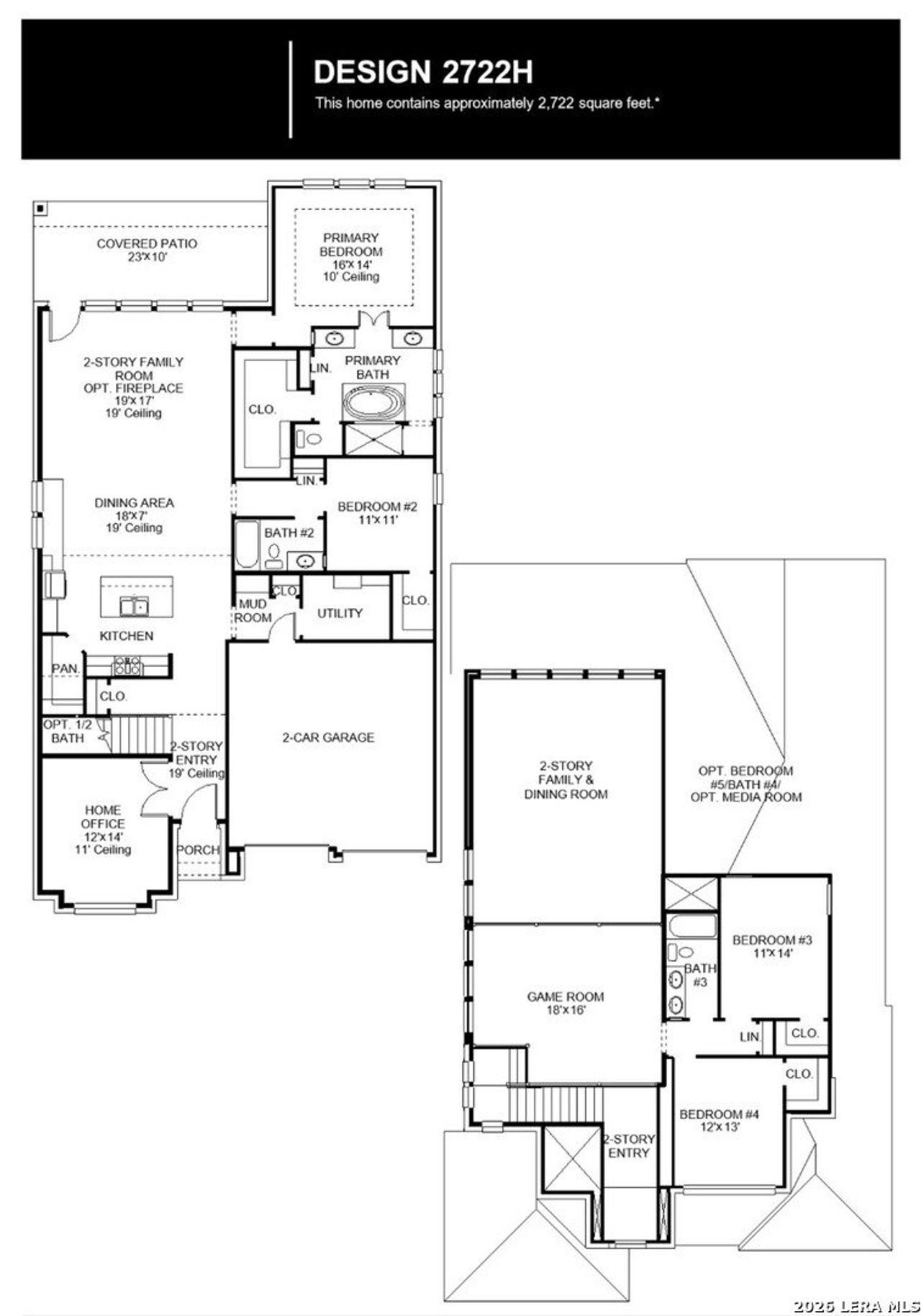 2D floor plan layout of this home in Legacy at Lake Dunlap, New Braunfels, TX (Image 2).