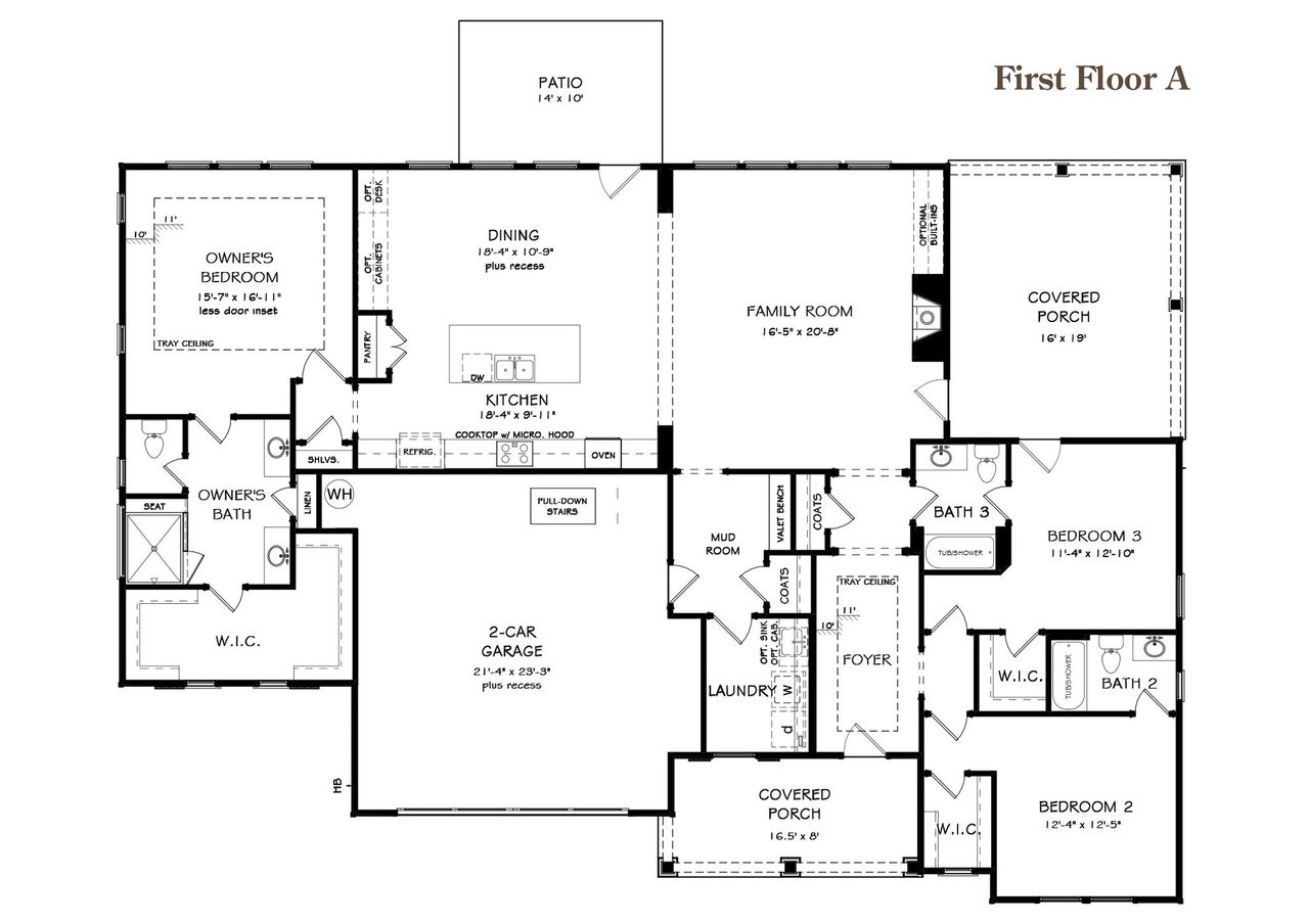 2D floor plan layout for the The Pinehurst by Patrick Malloy Communities in Horizon at Laurel Canyon, Canton, GA (Image 2).