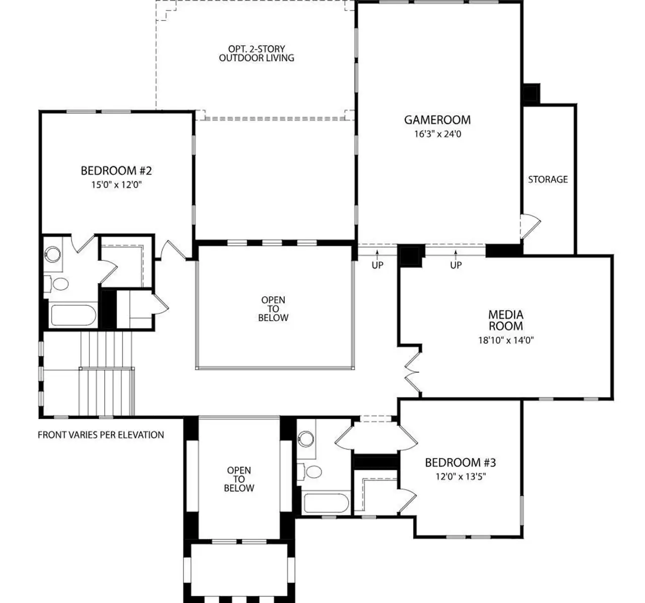 2D floor plan layout of this home in The Hollows Sanctuary - 85', Jonestown, TX (Image 2). 2D floor plan layout of this home in The Hollows Sanctuary - 85', Jonestown, TX (Image 2).