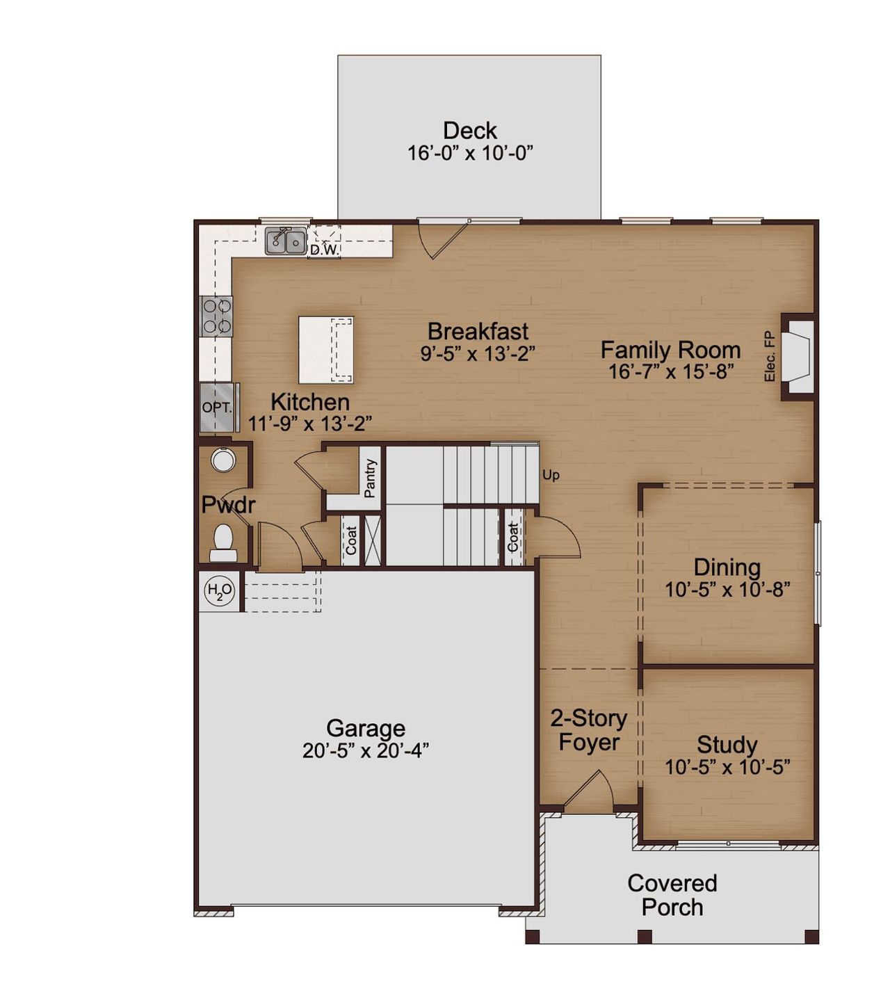 2D floor plan layout of this home in The Brooke at Rivertown, South Fulton, GA (Image 2).